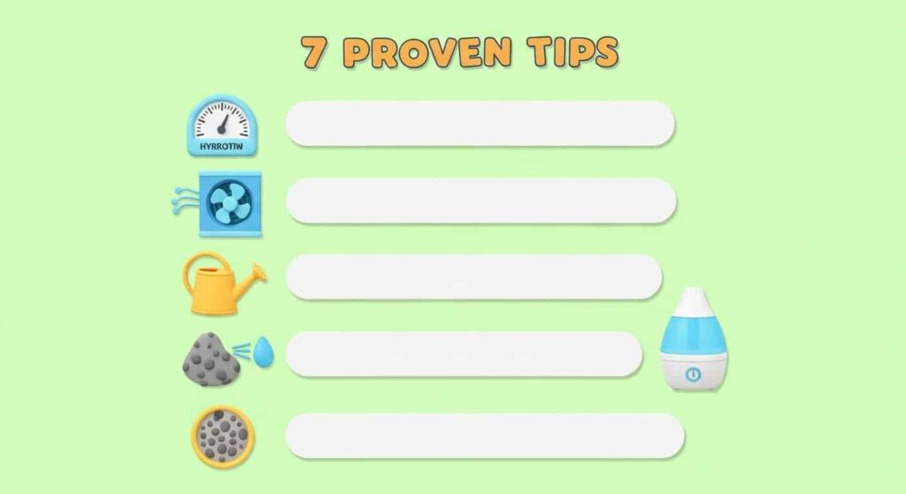 Checklist illustration of seven tips for snake plant humidity care. - do snake plants like humidity
