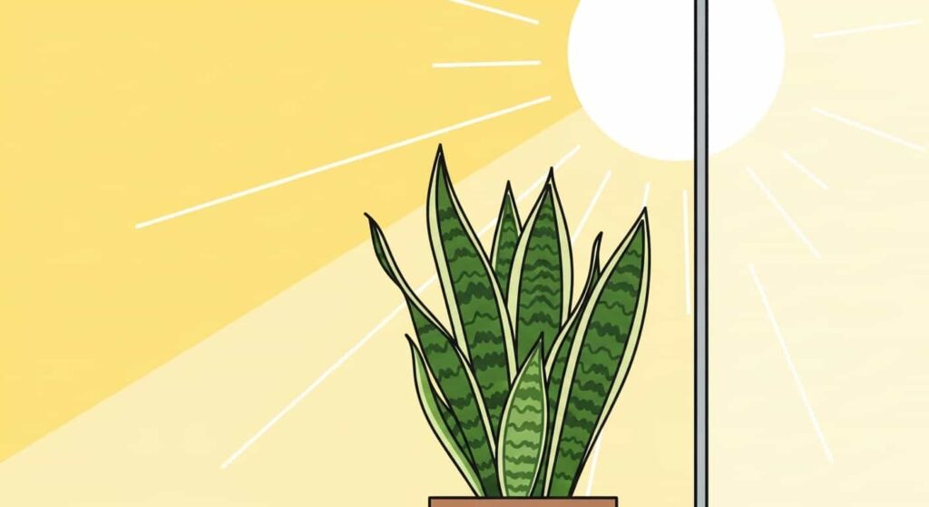Snake plant in bright light flat illustration