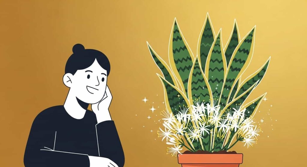 Snake plant blooming reward flat illustration
